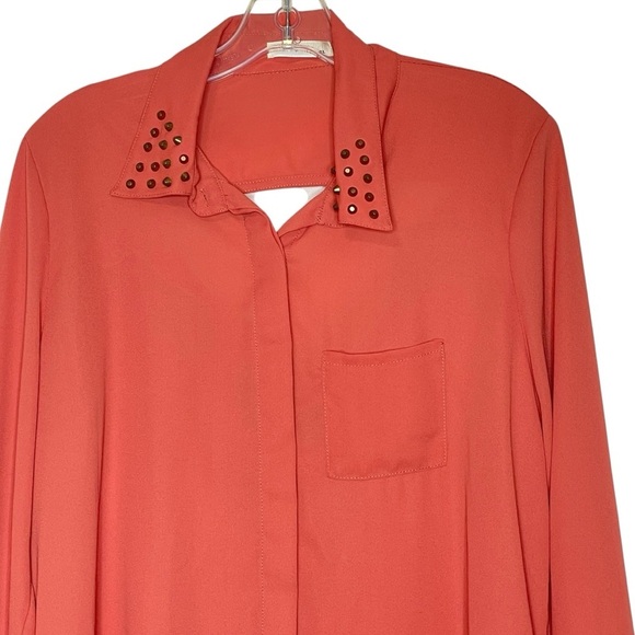 Glam Dollz Orange Studded Collar High Low Top size XL - Picture 5 of 14